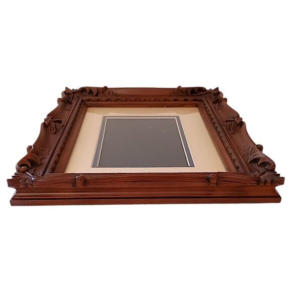 Ornate Faux Wood Picture Frame Photo Brown Vtg 70s Realistic Victorian Witchy - Picture 10 of 16